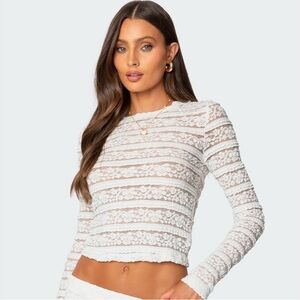 Edikted White Lace Long Sleeve Top